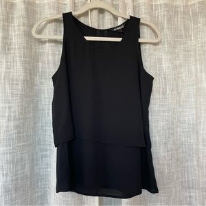 Express Black Chiffon Layered Blouse Professional Minimalist Contemporary